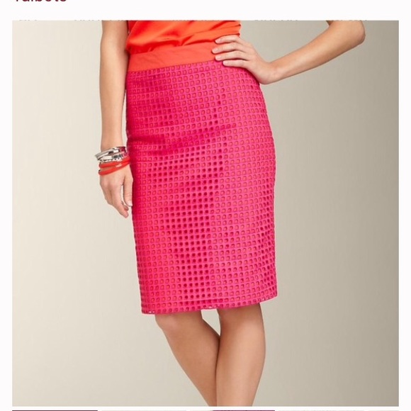 Talbots Dresses & Skirts - Talbots Hot Pink And Orange Eyelet Pencil Skirt